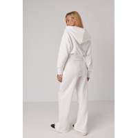 Спортивний костюм з коротким худі і штанами зі шнурівкою на поясі  молочний колір