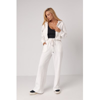 Спортивний костюм з коротким худі і штанами зі шнурівкою на поясі  молочний колір