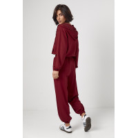 Спортивний костюм із джогерами та кофтою з капюшоном  бордо колір