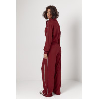 Спортивний костюм із коротким худі на блискавці та прямими штанами  бордо колір