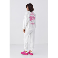 Жіночий спортивний костюм із джогерами та світшотом  молочний колір