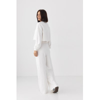 Спортивний костюм з коротким світшотом і прямими штанами  молочний колір