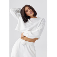 Спортивний костюм з коротким світшотом і прямими штанами  молочний колір