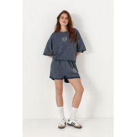 Спортивний костюм із футболкою та шортами вільного крою  сірий колір