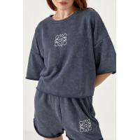 Спортивний костюм із футболкою та шортами вільного крою  сірий колір