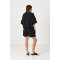 Спортивний костюм із футболкою та шортами вільного крою  чорний колір