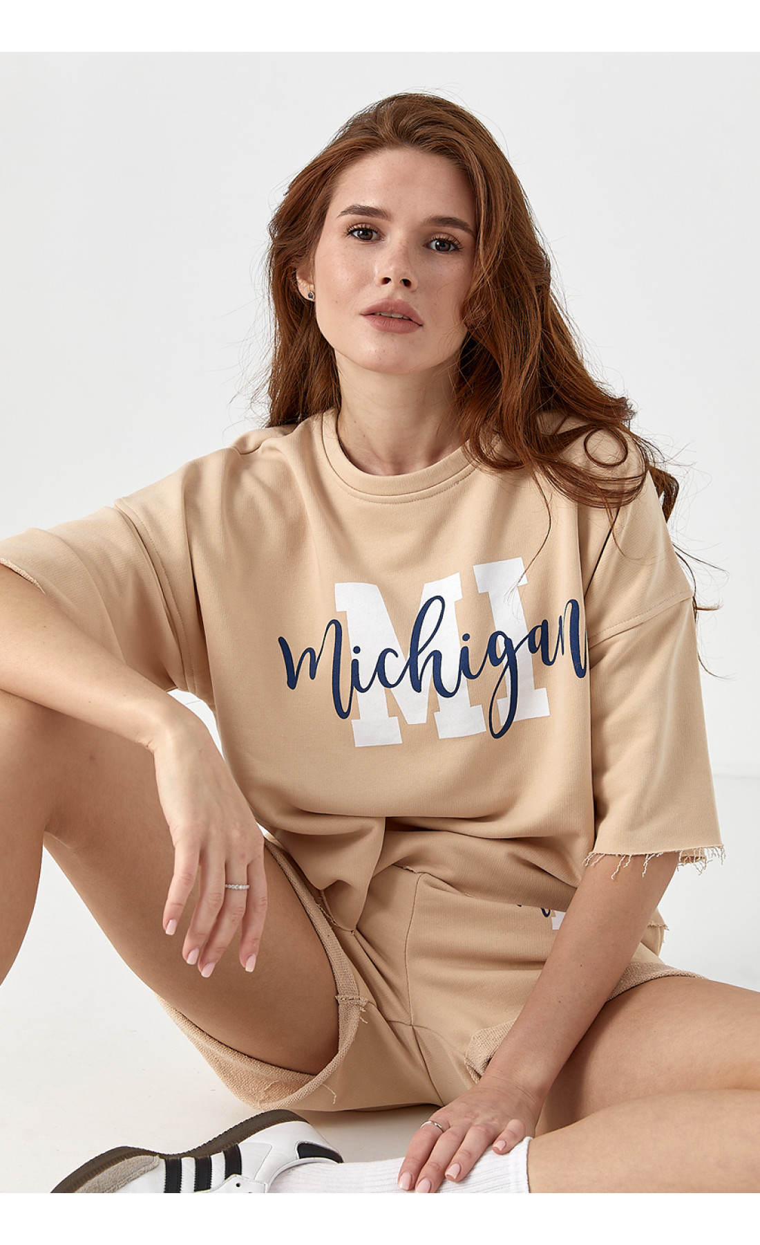 Спортивний костюм з принтом ichigan  кремовий колір