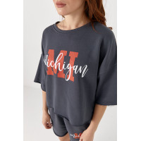 Спортивний костюм з принтом Michigan  темносірий колір