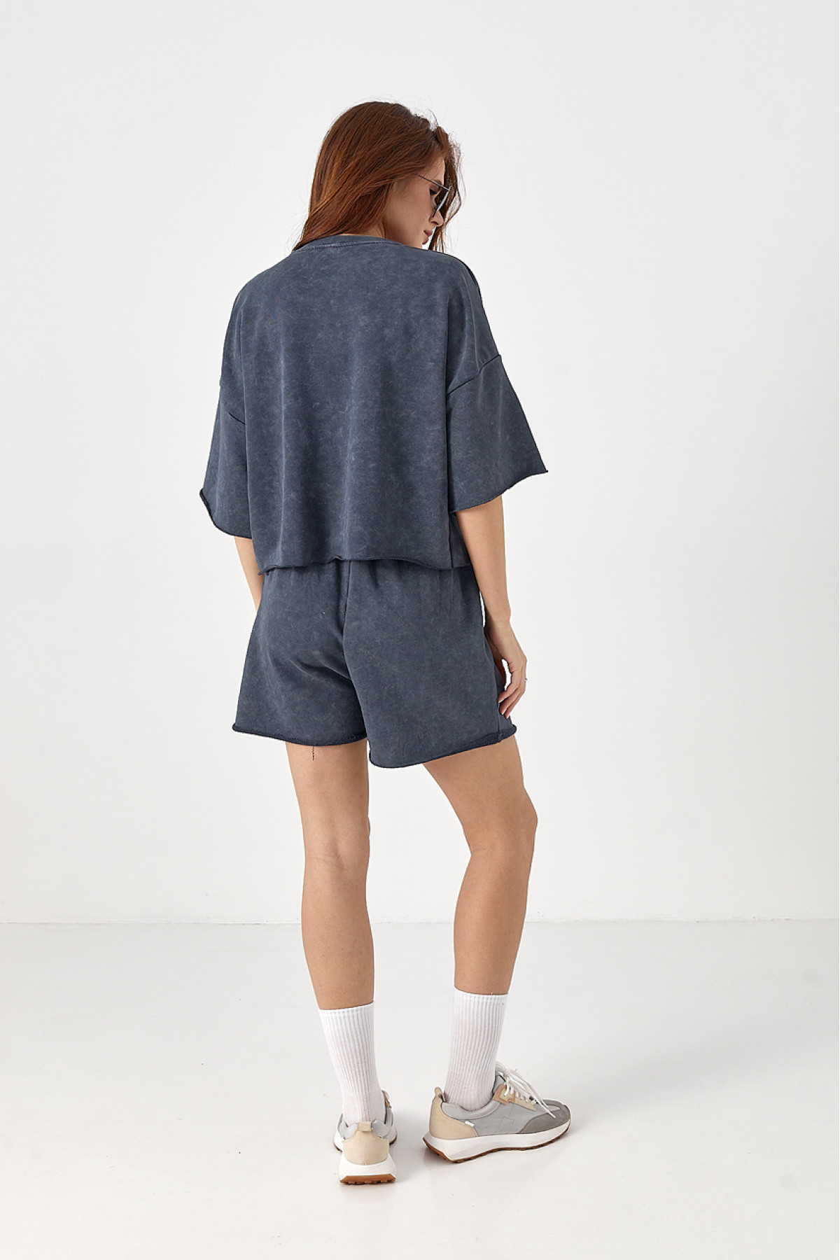 Спортивний костюм тайдай з написом Wang  темносірий колір