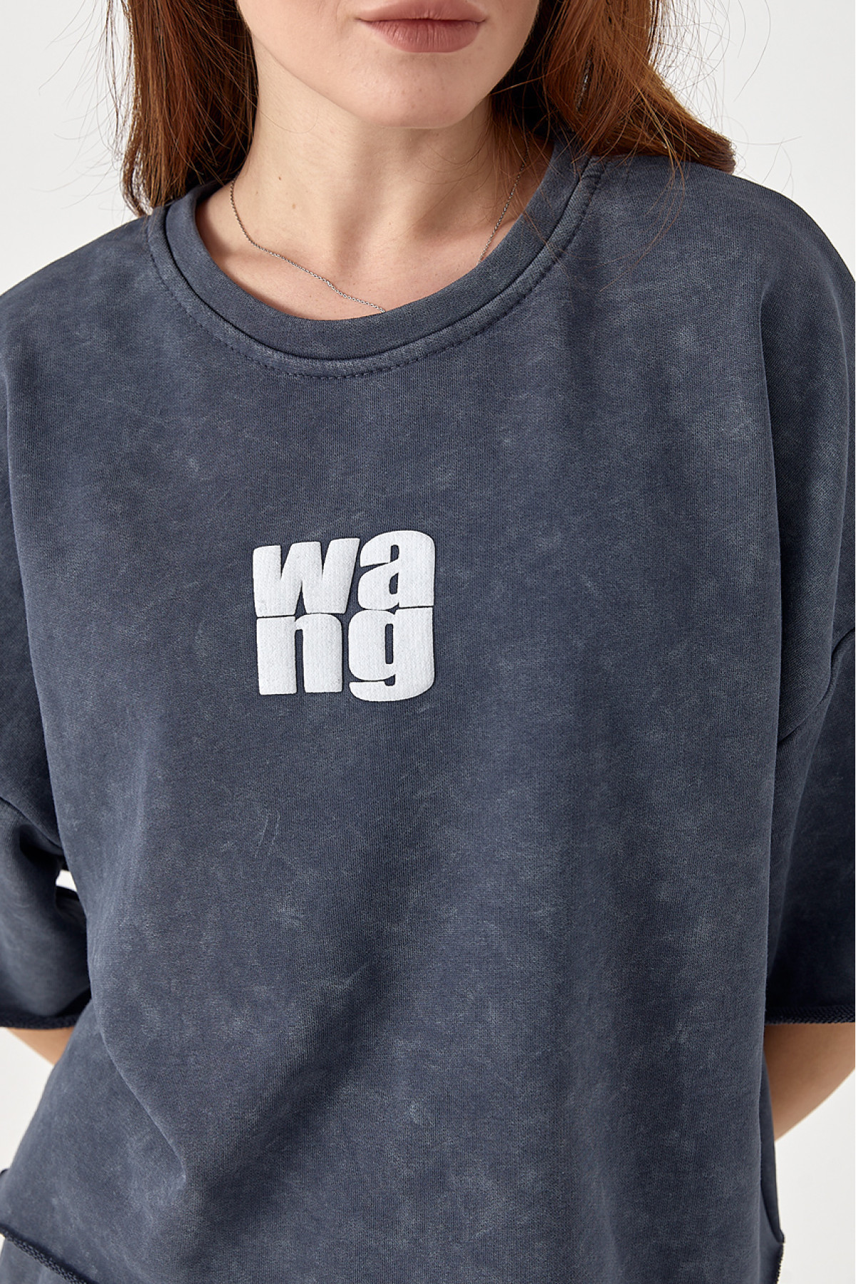 Спортивний костюм тайдай з написом Wang  темносірий колір