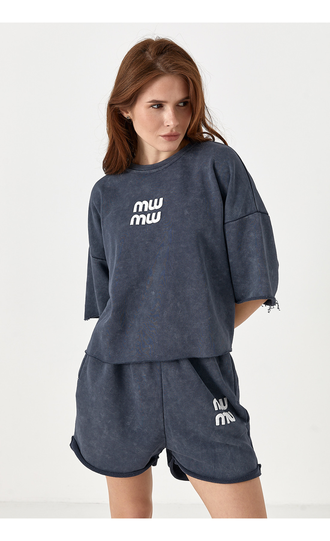 Спортивний костюм Miu Miu із шортами  темносірий колір