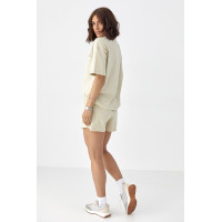 Літній спортивний костюм із шортами  бежевий колір