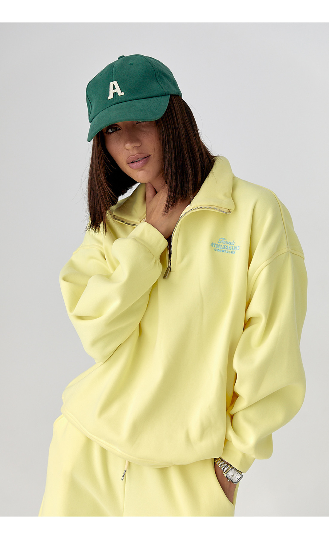 Жіночий спортивний костюм із плюшевим начосом  лимонний колір