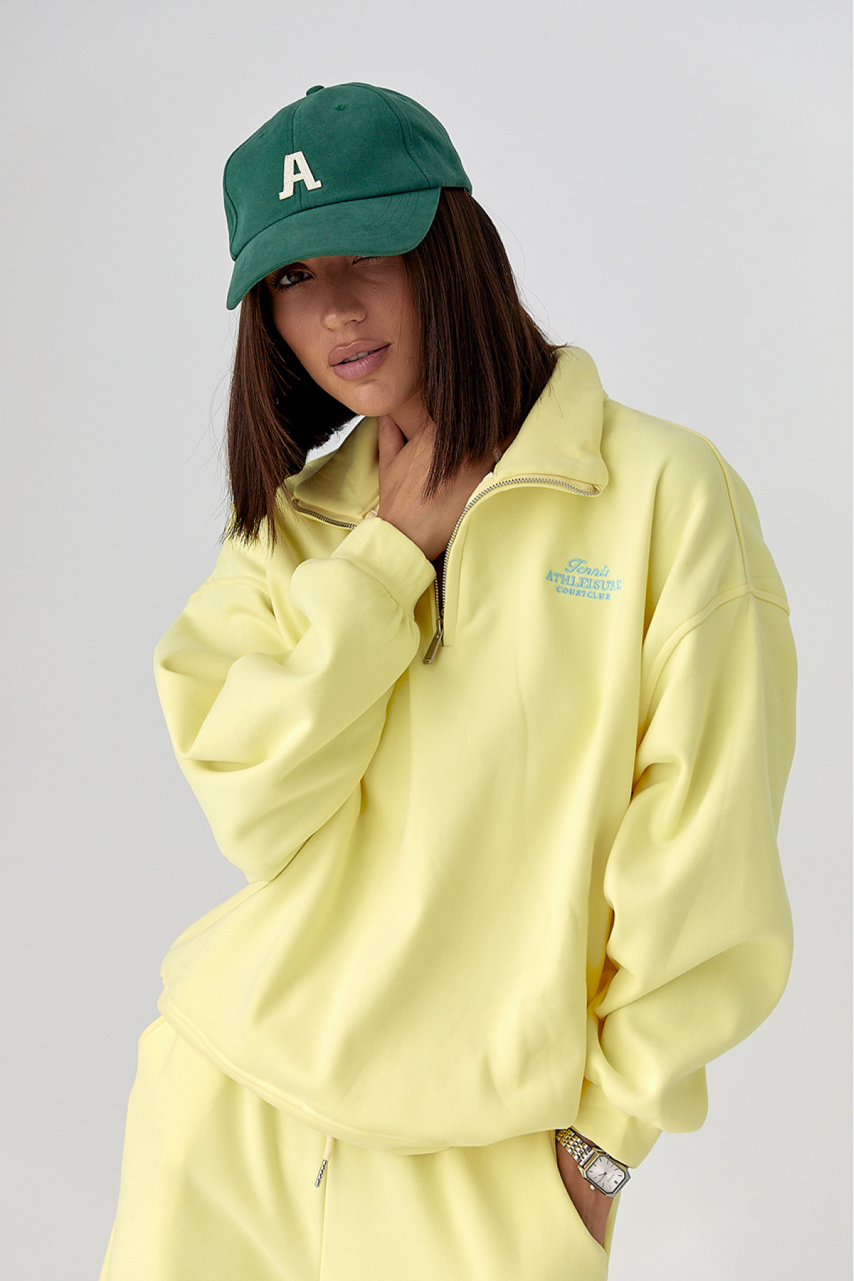 Жіночий спортивний костюм із плюшевим начосом  лимонний колір