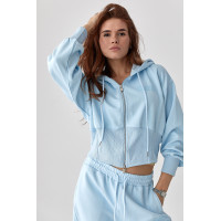 Спортивний костюм з прямими штанами та укороченим худі  блакитний колір