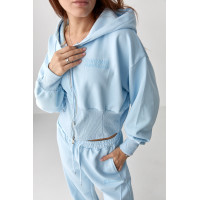 Спортивний костюм з прямими штанами та укороченим худі  блакитний колір