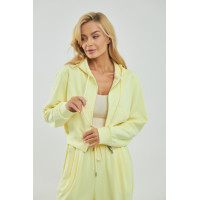 Однотонний спортивний костюм із худі з капюшоном і прямими штанами  лимонний колір