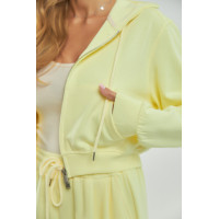 Однотонний спортивний костюм із худі з капюшоном і прямими штанами  лимонний колір