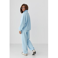 Однотонний спортивний костюм із написом  блакитний колір