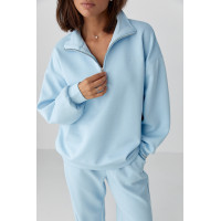 Однотонний спортивний костюм із написом  блакитний колір