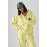 Спортивний теплий костюм з вільним світшотом і штанами  жовтий колір