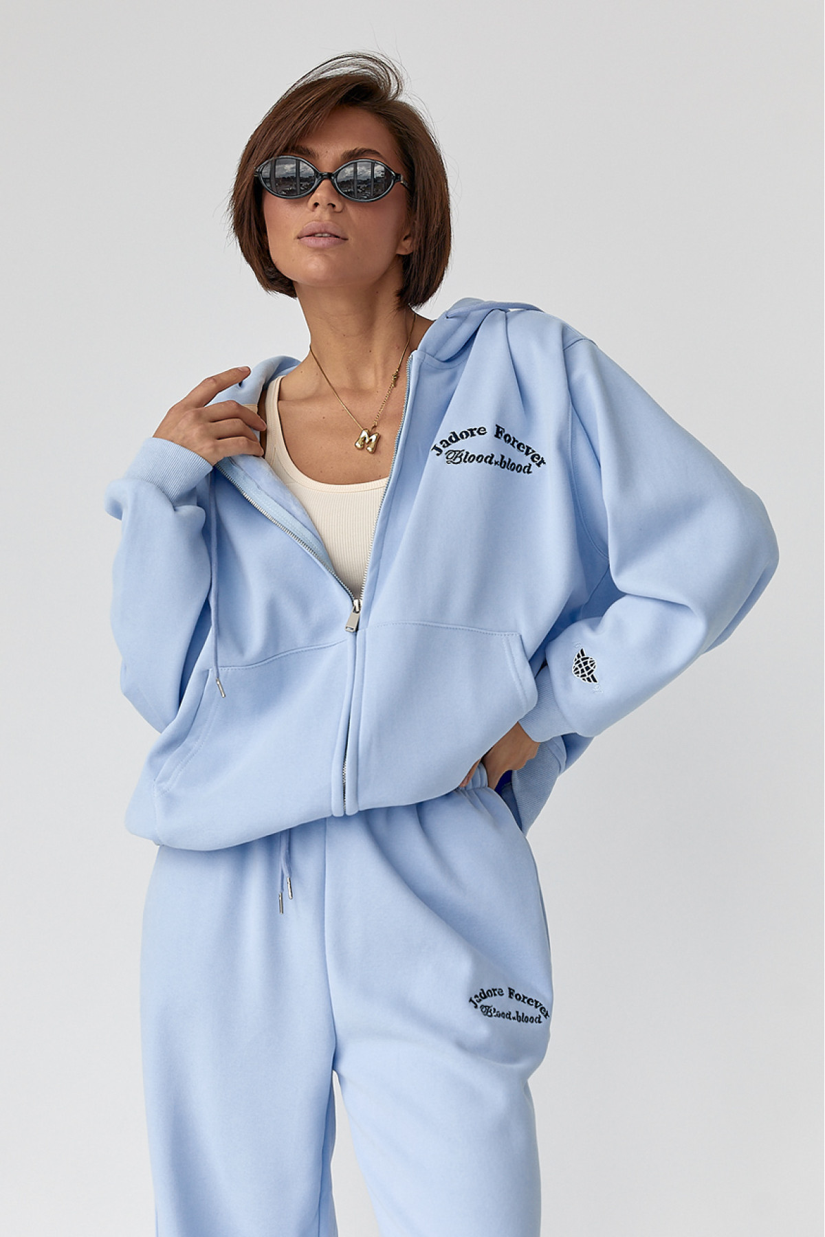 Теплий спортивний костюм з капюшоном  блакитний колір