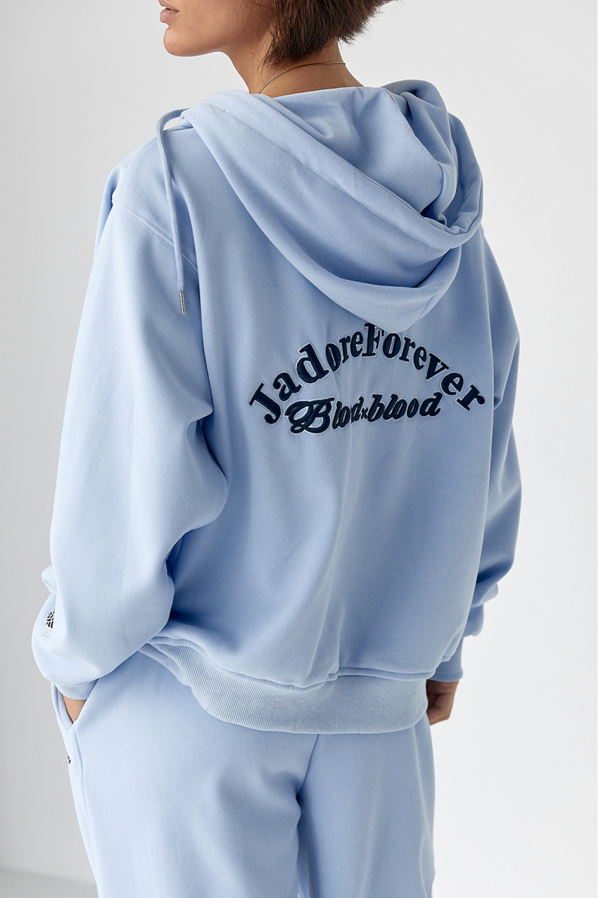 Теплий спортивний костюм з капюшоном  блакитний колір