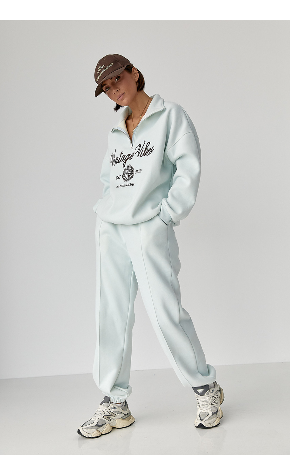 Утеплений спортивний костюм зі світшотом та джогерами  бірюзовий колір