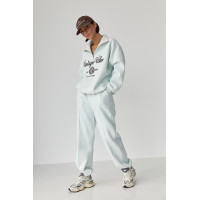 Утеплений спортивний костюм зі світшотом та джогерами  бірюзовий колір