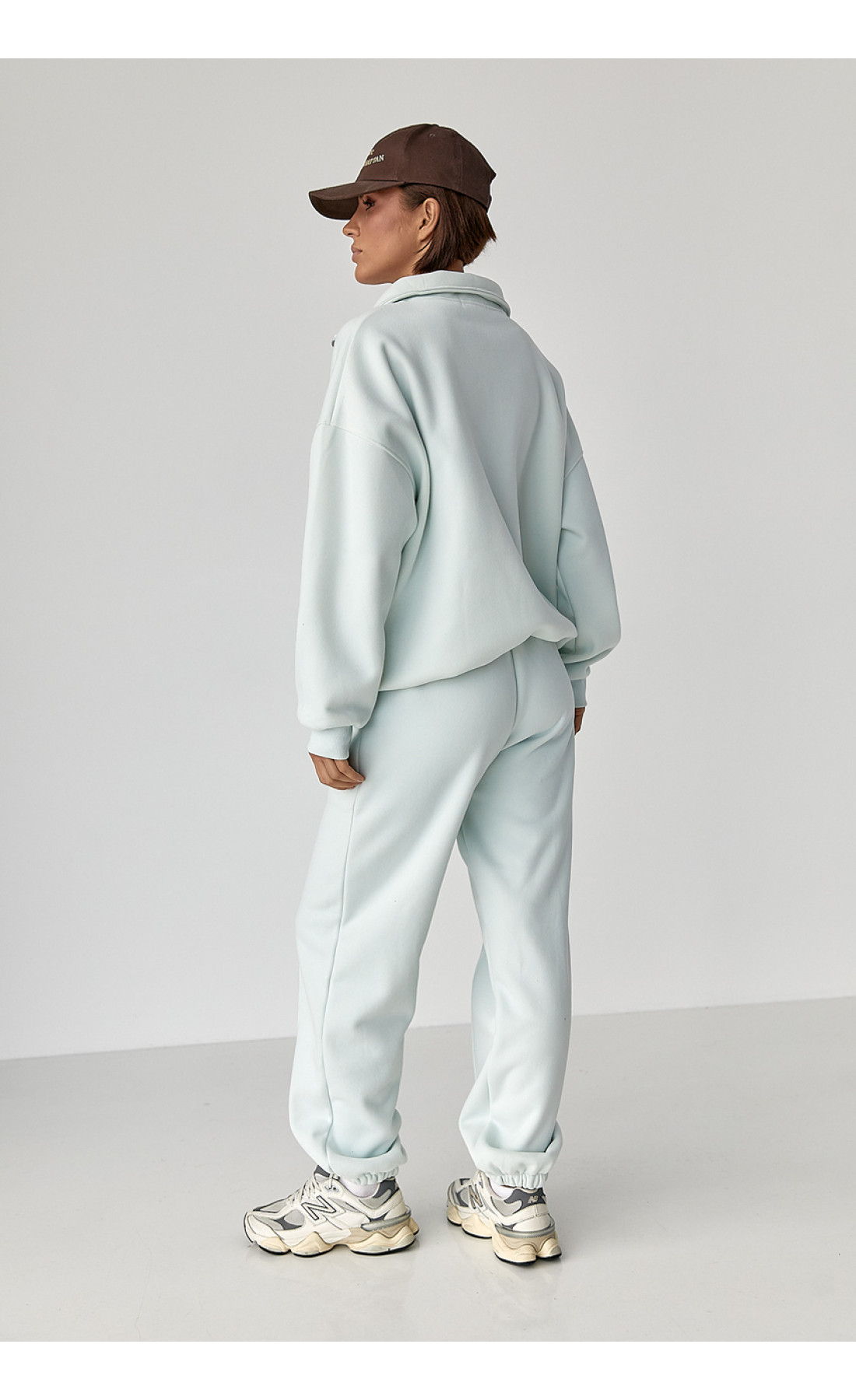 Утеплений спортивний костюм зі світшотом та джогерами  бірюзовий колір