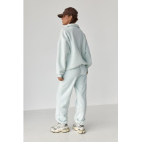 Утеплений спортивний костюм зі світшотом та джогерами  бірюзовий колір