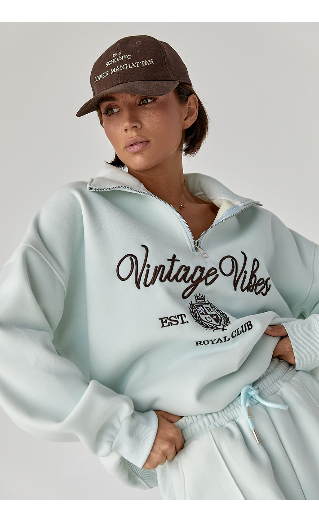 Утеплений спортивний костюм зі світшотом та джогерами  бірюзовий колір