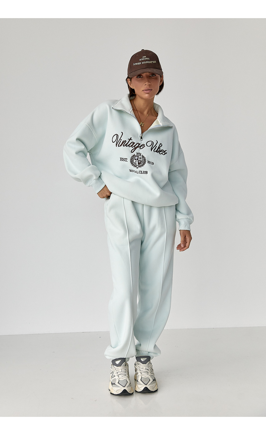 Утеплений спортивний костюм зі світшотом та джогерами  бірюзовий колір