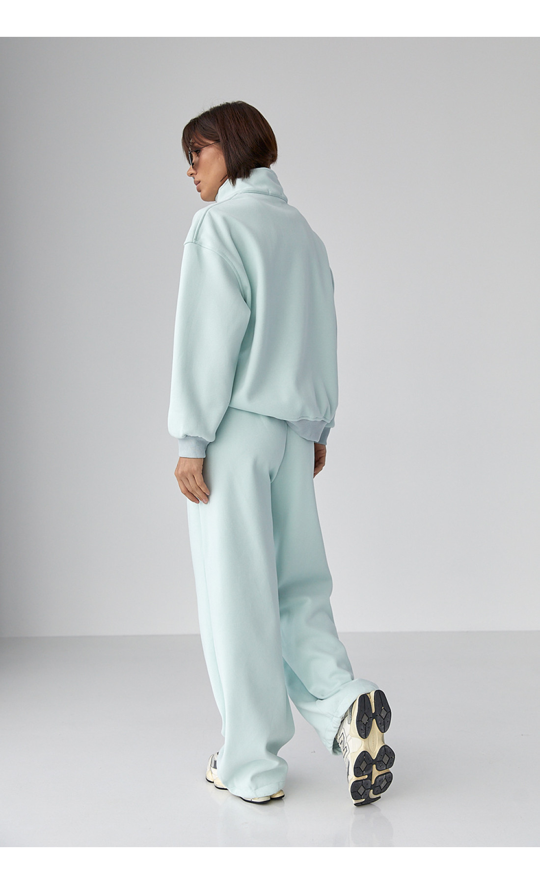 Теплий спортивний костюм з написами  бірюзовий колір