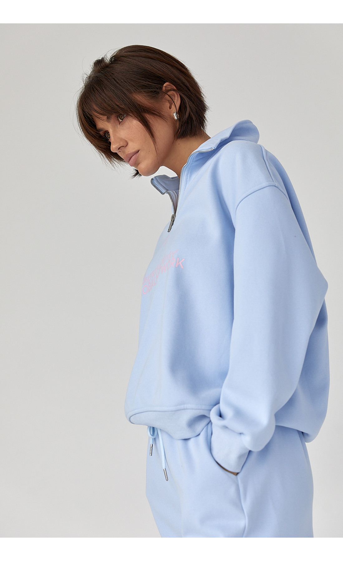 Теплий спортивний костюм з написами  блакитний колір