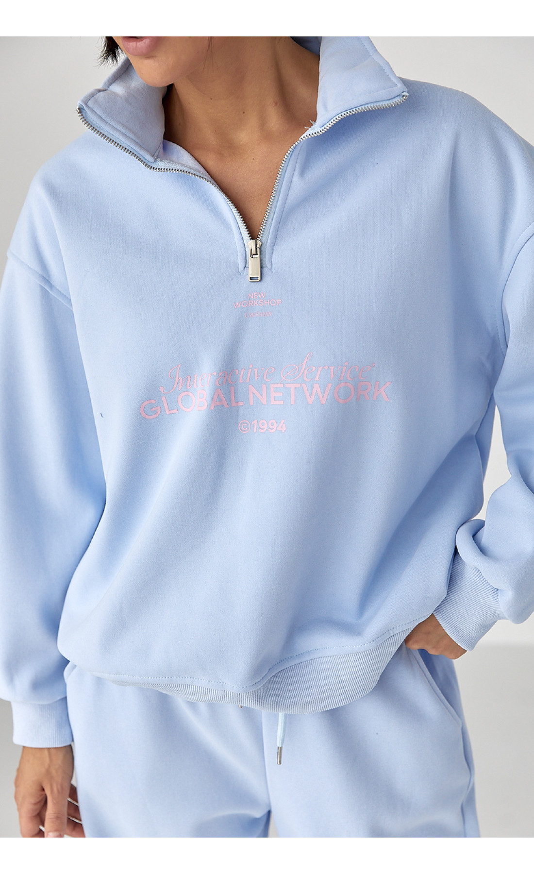 Теплий спортивний костюм з написами  блакитний колір