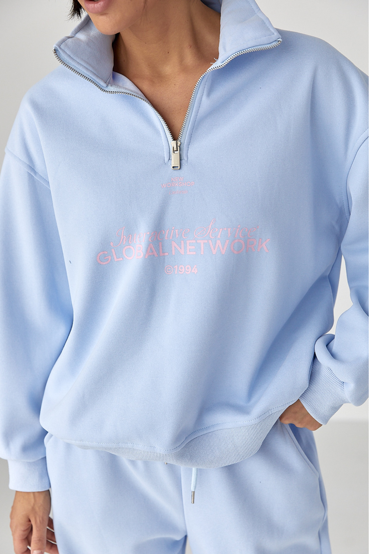 Теплий спортивний костюм з написами  блакитний колір