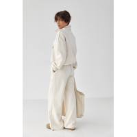 Теплий спортивний костюм із принтом  кремовий колір