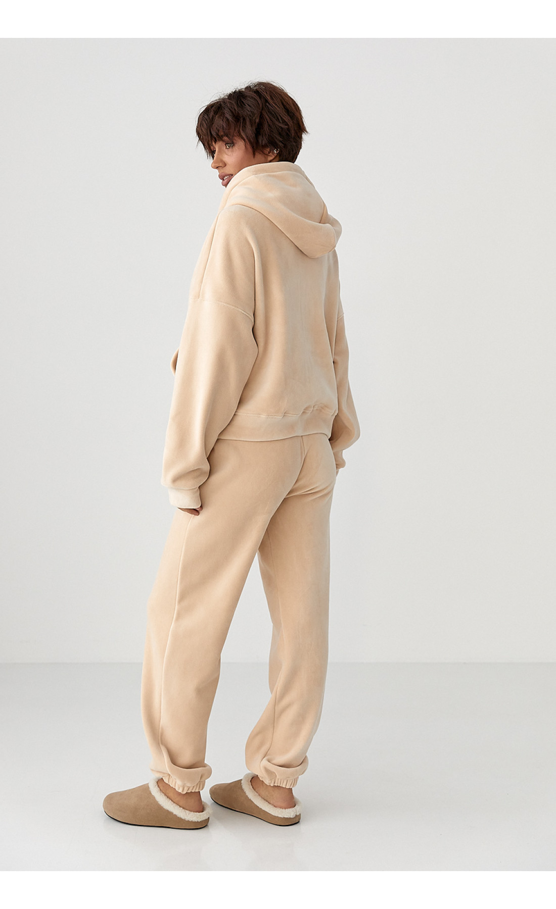 Спортивний костюм з двостороннього флісу  бежевий колір