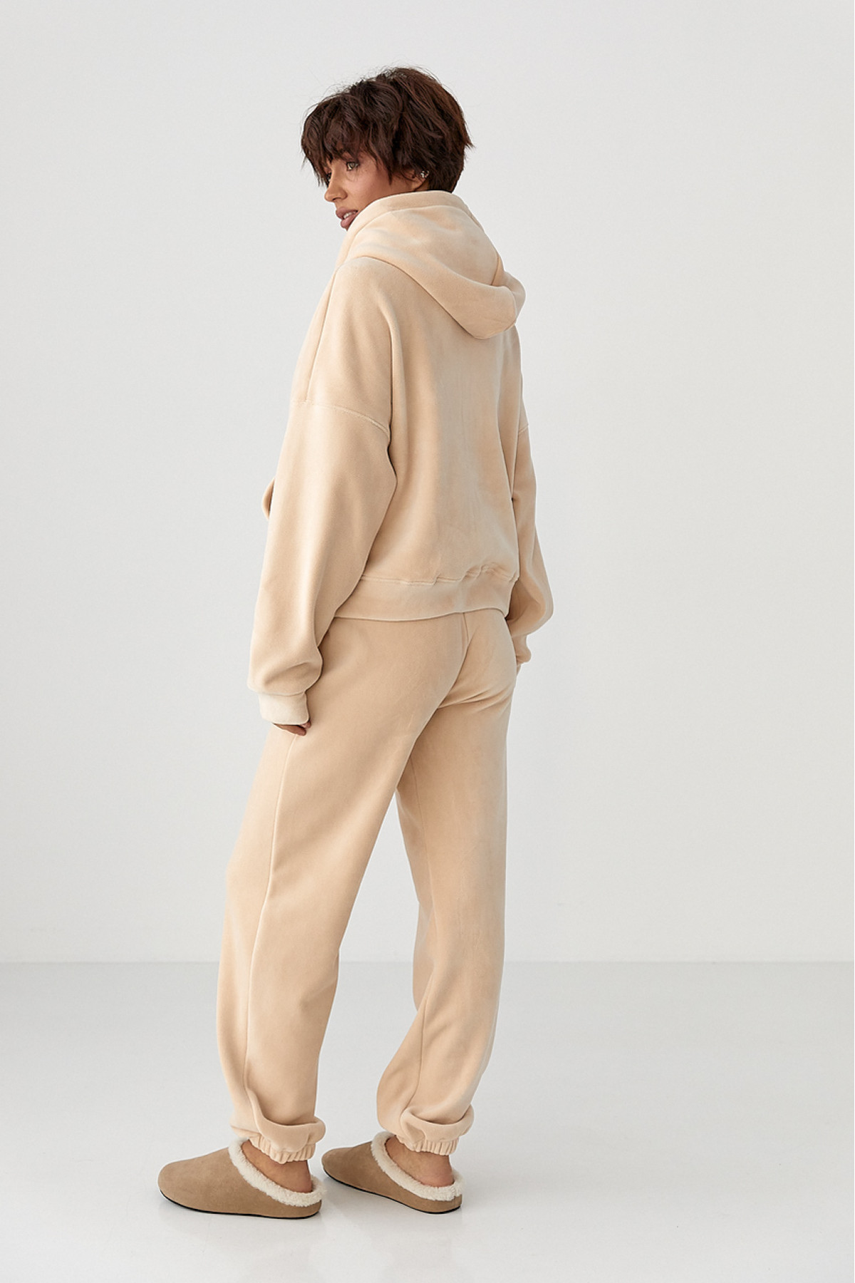 Спортивний костюм з двостороннього флісу  бежевий колір