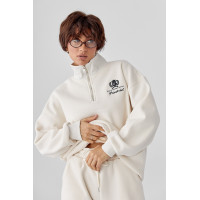 Утеплений спортивний костюм із джогерами та світшотом  бежевий колір