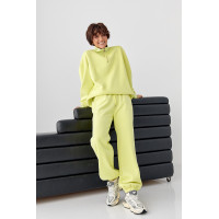 Утеплений спортивний костюм із джогерами та світшотом  салатовий колір