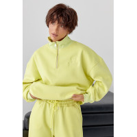 Утеплений спортивний костюм із джогерами та світшотом  салатовий колір