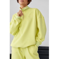 Утеплений спортивний костюм із джогерами та світшотом  салатовий колір