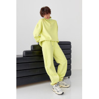 Утеплений спортивний костюм із джогерами та світшотом  салатовий колір