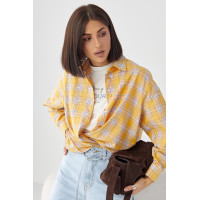 Сорочка жіноча в клітинку вільного крою  жовтий колір