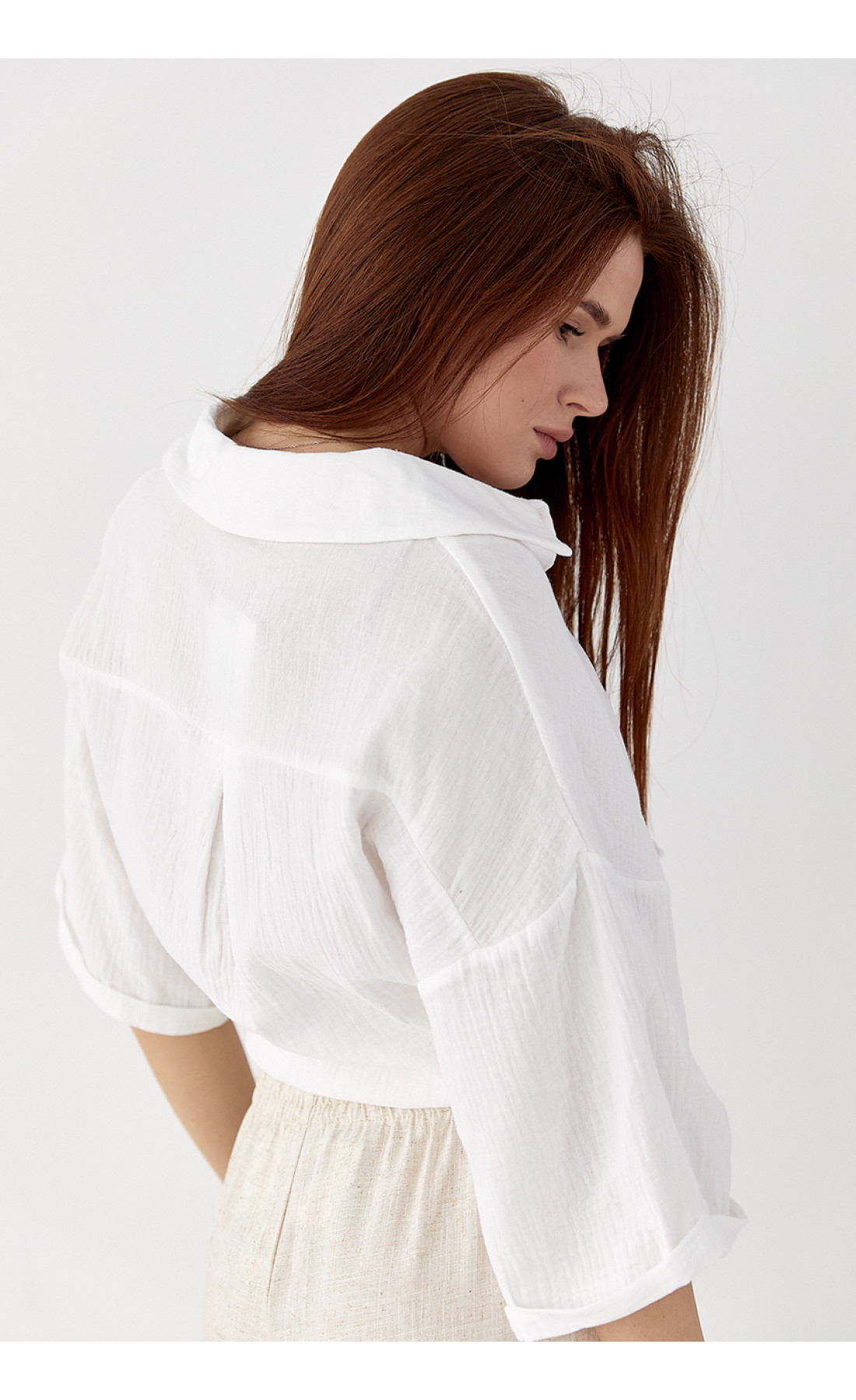 Муслінова сорочка з коротким рукавом  молочний колір