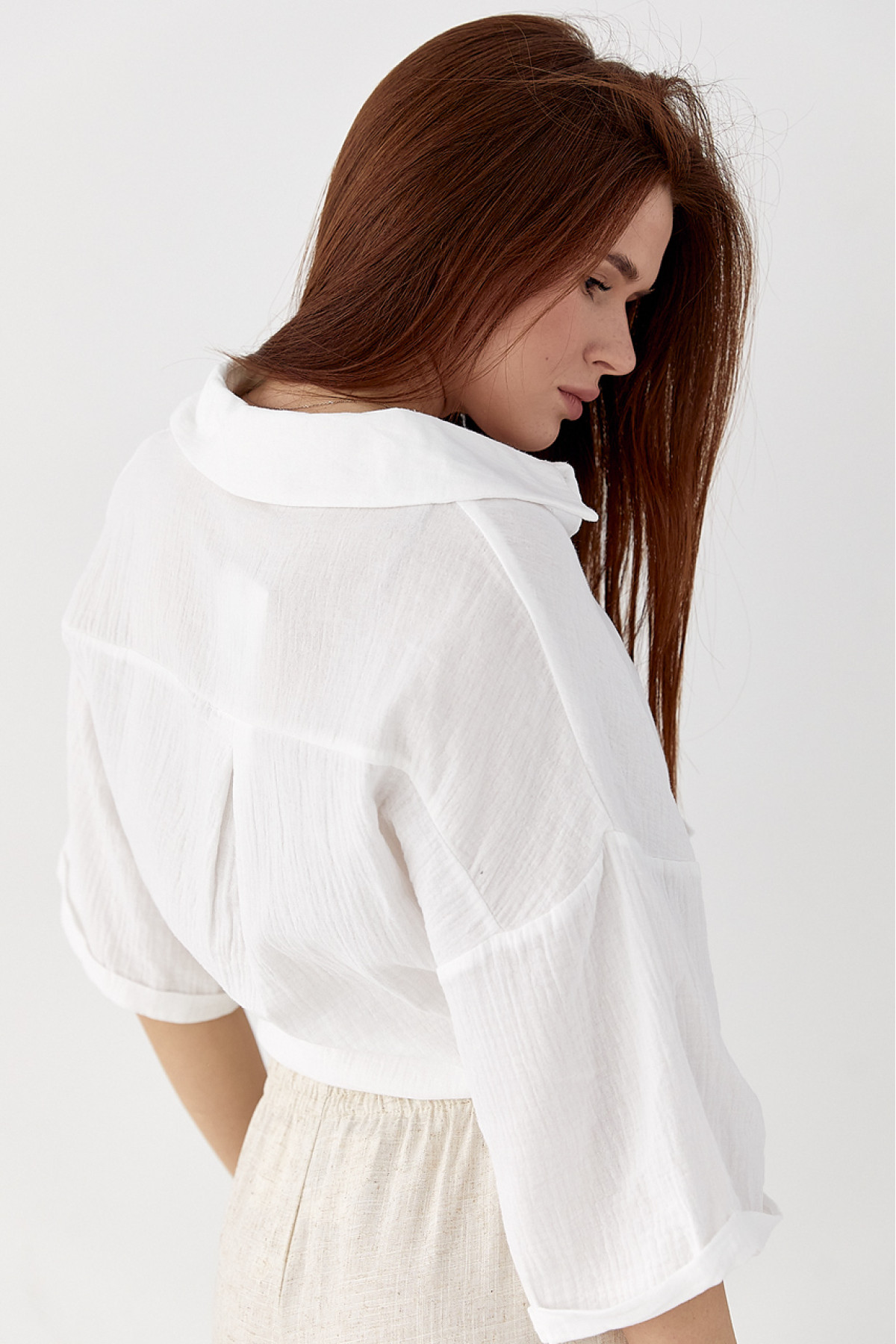 Муслінова сорочка з коротким рукавом  молочний колір