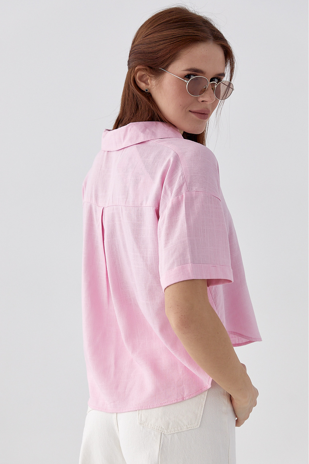 Укорочена сорочка  з напівкруглим низом  рожевий колір