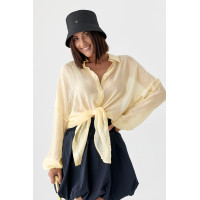 Напівпрозора сорочка з тенселу  лимонний колір